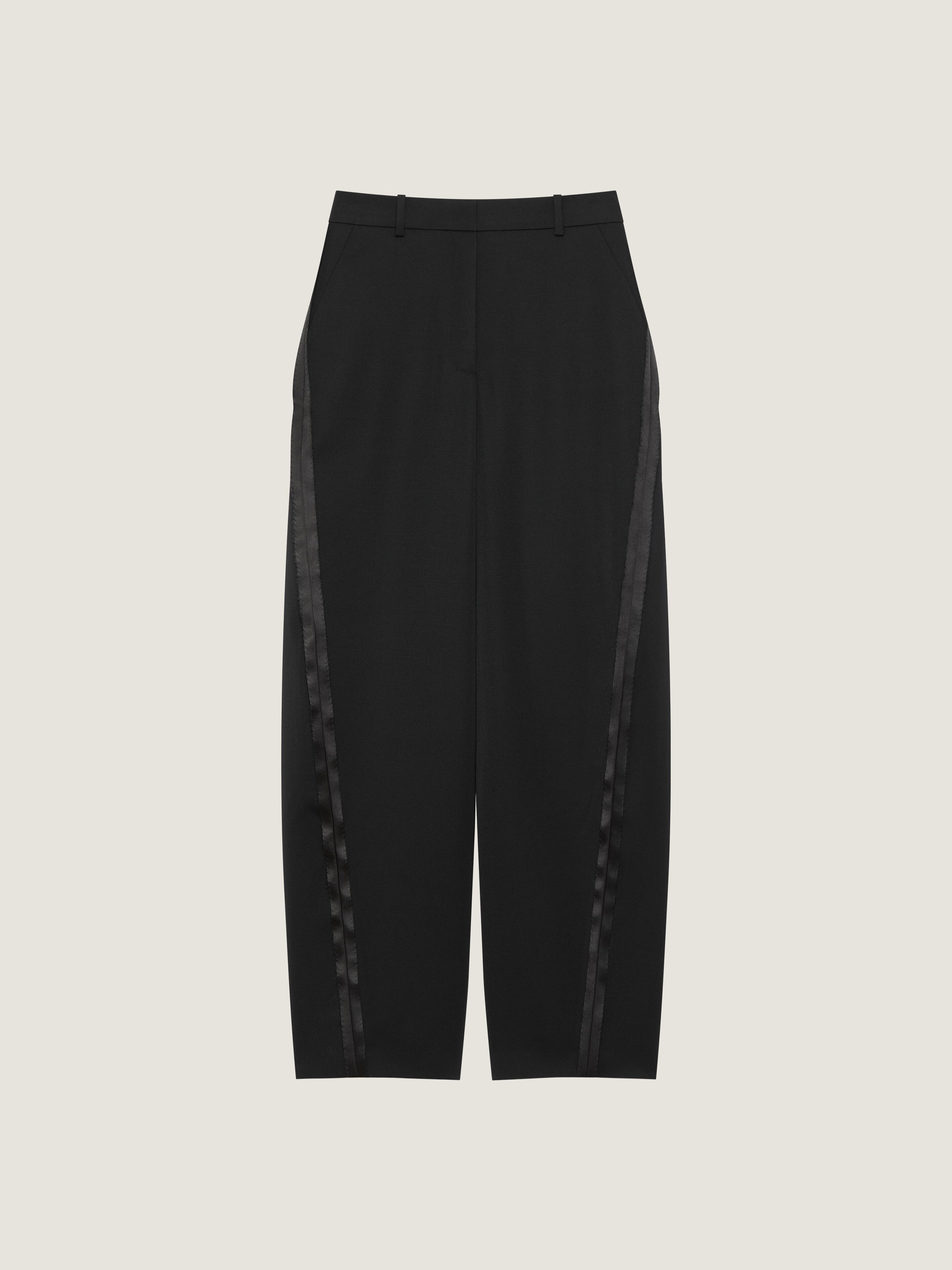 Cocoon pants in wool with inside-out detail